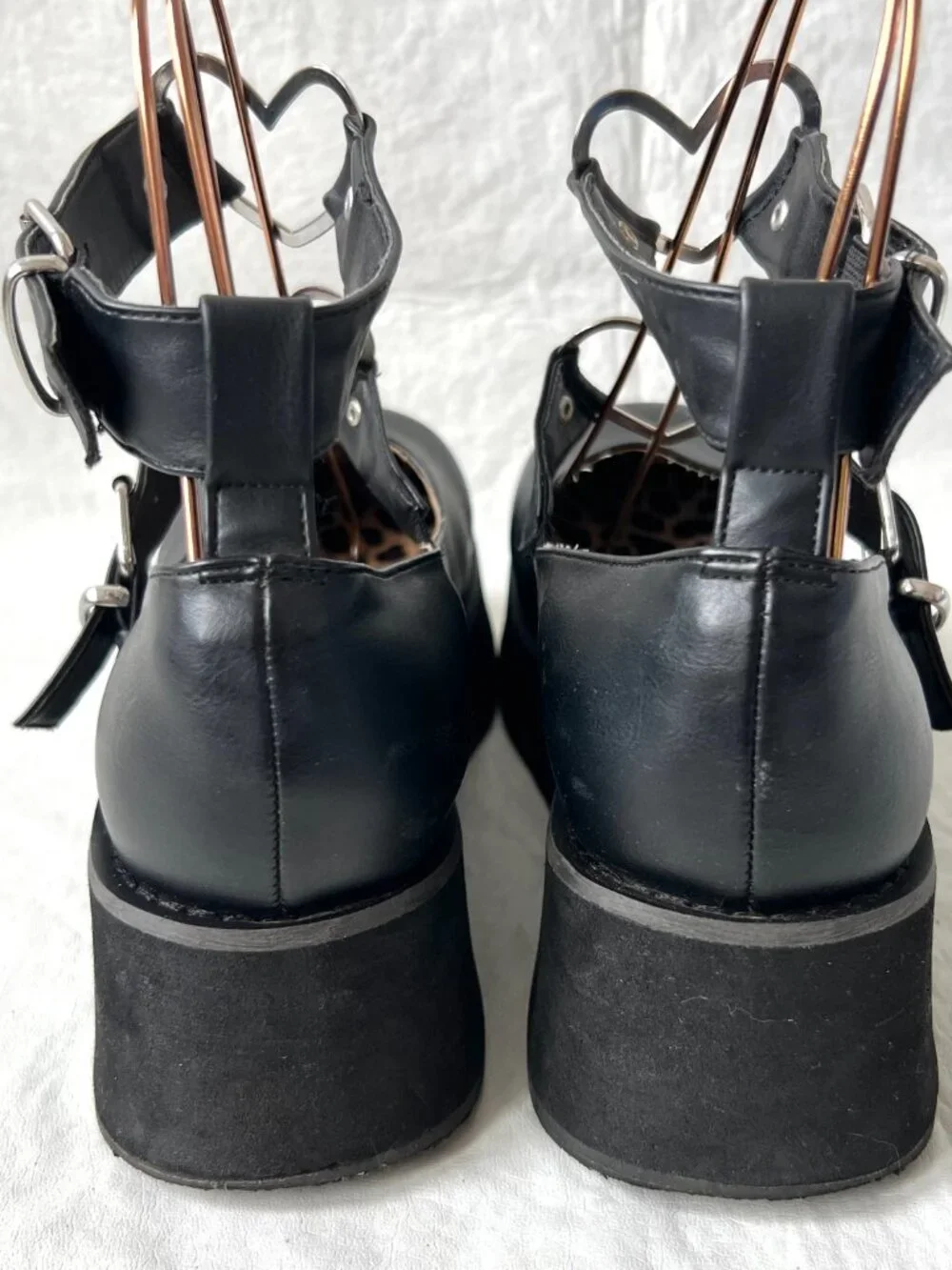 Demonia platform shoes Sprite-02 Mary Jane womens 9 black heart buckles chunky